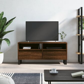 Tv-meubel 100x34,5x44,5 cm bewerkt hout bruin eikenkleur 1