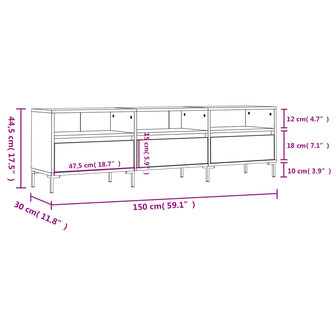 Tv-meubel 150x30x44,5 cm bewerkt hout wit 11