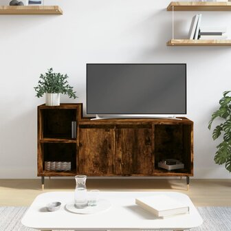 Tv-meubel 100x35x55 cm bewerkt hout gerookt eikenkleurig 1