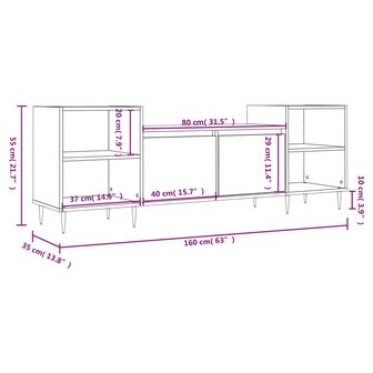 Tv-meubel 160x35x55 cm bewerkt hout wit 11