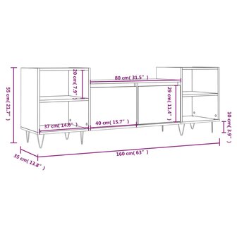 Tv-meubel 160x35x55 cm bewerkt hout bruin eikenkleur 11