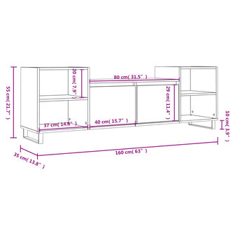 Tv-meubel 160x35x55 cm bewerkt hout sonoma eikenkleurig 11