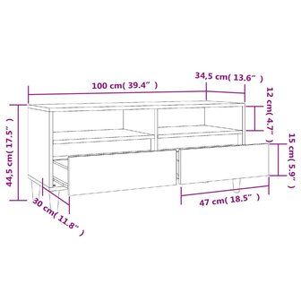 Tv-meubel 100x34,5x44,5 cm bewerkt hout wit 10