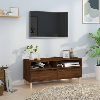 Tv-meubel 100x34,5x44,5 cm bewerkt hout bruin eikenkleur 1