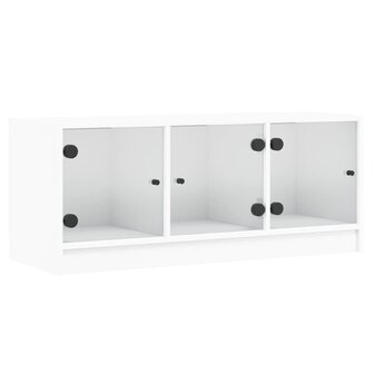 Tv-meubel met glazen deuren 102x37x42 cm wit 2