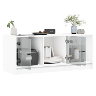 Tv-meubel met glazen deuren 102x37x42 cm wit 5