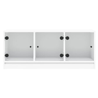 Tv-meubel met glazen deuren 102x37x42 cm wit 6