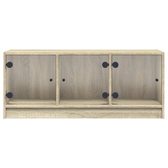 Tv-meubel met glazen deuren 102x37x42 cm sonoma eikenkleurig 6