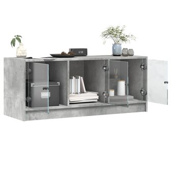 Tv-meubel met glazen deuren 102x37x42 cm betongrijs 5