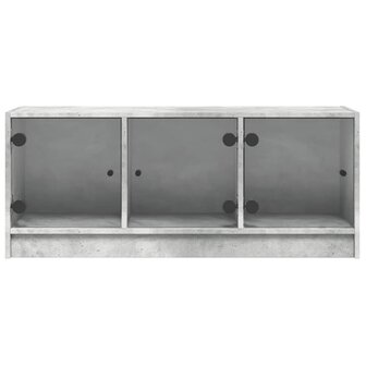 Tv-meubel met glazen deuren 102x37x42 cm betongrijs 6