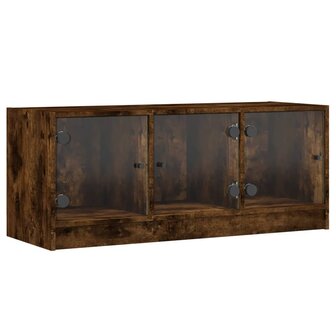 Tv-meubel met glazen deuren 102x37x42 cm gerookt eikenkleurig 2