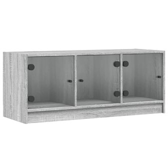 Tv-meubel met glazen deuren 102x37x42 cm grijs sonoma eiken 2