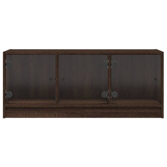 Tv-meubel met glazen deuren 102x37x42 cm bruin eikenkleur 6