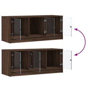 Tv-meubel met glazen deuren 102x37x42 cm bruin eikenkleur 10