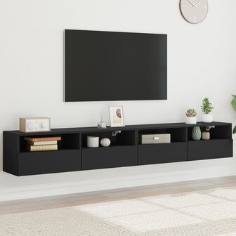 Tv-wandmeubels 2 st 100x30x30 cm bewerkt hout zwart 1