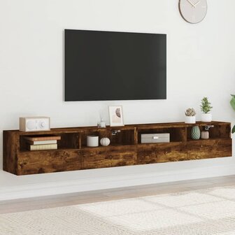 Tv-wandmeubels 2 st 100x30x30 cm bewerkt hout gerookt eiken 1