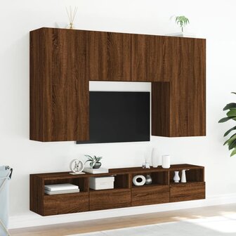 Tv-wandmeubel 100x30x30 cm bewerkt hout bruin eikenkleur 4