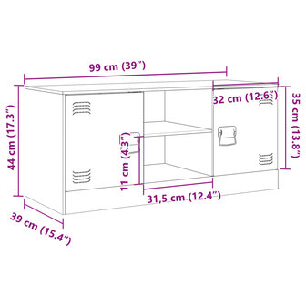 Tv-meubel 99x39x44 cm staal zwart 12