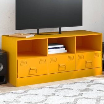 Tv-meubel 99x39x44 cm staal mosterdgeel 1