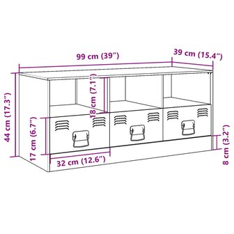 Tv-meubel 99x39x44 cm staal mosterdgeel 12