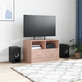 Tv-meubel 67x39x44 cm staal roze 3