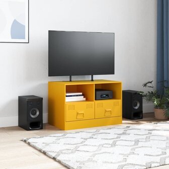 Tv-meubel 67x39x44 cm staal mosterdgeel 3