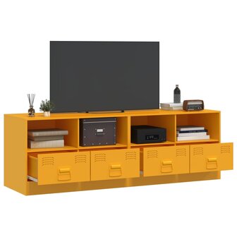 Tv-meubelen 2 st 67x39x44 cm staal mosterdgeel 4