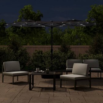 Parasol dubbel met LED&amp;apos;s 316x240 cm zwart 3