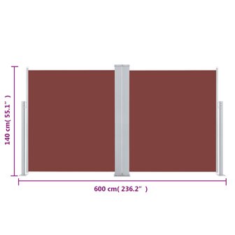 Windscherm uittrekbaar 140x600 cm bruin 12