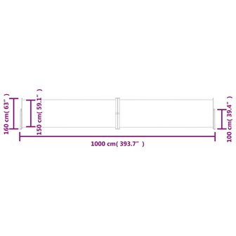 Windscherm uittrekbaar 160x1000 cm cr&egrave;mekleurig 8