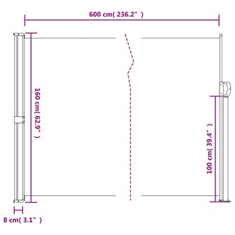 Windscherm uittrekbaar 160x600 cm bruin 10