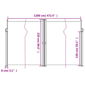 Windscherm uittrekbaar 220x600 cm antracietkleurig 10