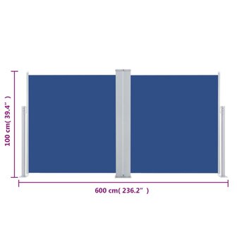 Windscherm uittrekbaar 100x600 cm blauw 12