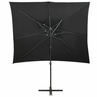 Zweefparasol met dubbel dak 250x250 cm zwart 2