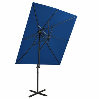 Zweefparasol met dubbel dak 250x250 cm azuurblauw 1