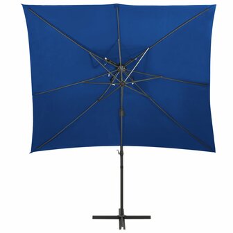 Zweefparasol met dubbel dak 250x250 cm azuurblauw 2