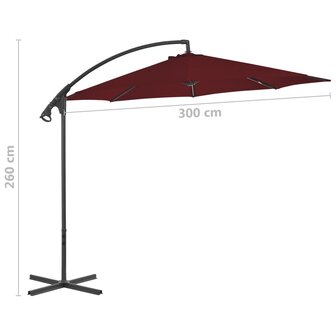 Zweefparasol met stalen paal 300 cm bordeauxrood 7