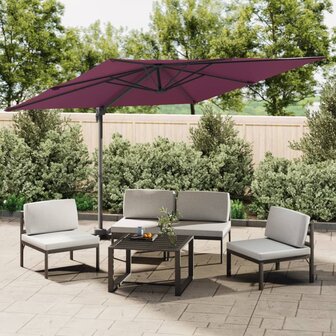 Zweefparasol met aluminium paal 400x300 cm bordeauxrood 1