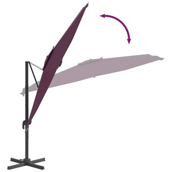 Zweefparasol met aluminium paal 400x300 cm bordeauxrood 8