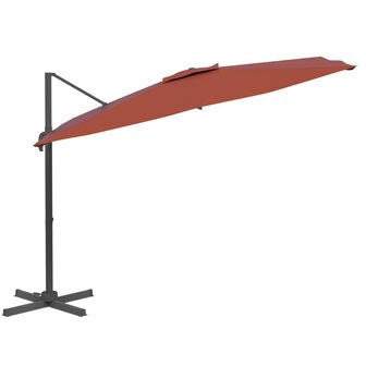 Zweefparasol met aluminium paal 300x300 cm terracottakleurig 3