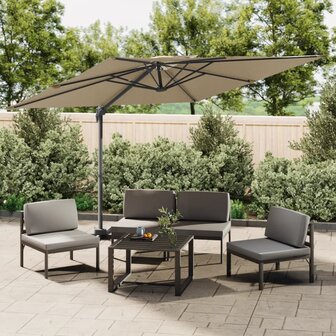 Zweefparasol met dubbele bovenkant 400x300 cm taupe 1