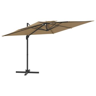 Zweefparasol met dubbele bovenkant 400x300 cm taupe 2