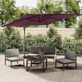 Zweefparasol met dubbel dak 300x300 cm bordeauxrood 1