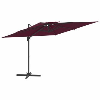 Zweefparasol met dubbel dak 300x300 cm bordeauxrood 2