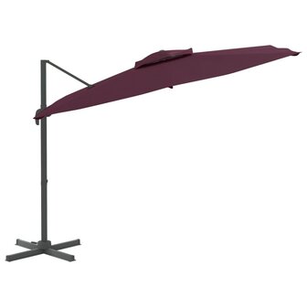 Zweefparasol met dubbel dak 300x300 cm bordeauxrood 3