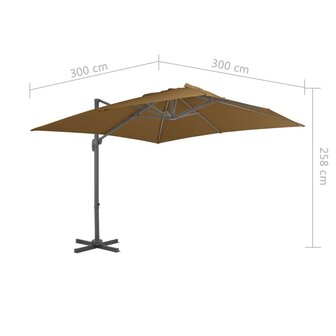 Zweefparasol met aluminium paal 300x300 cm taupe 9