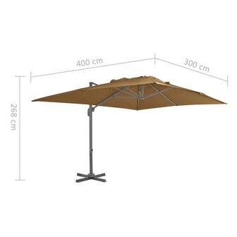 Zweefparasol met aluminium paal 400x300 cm taupe 9