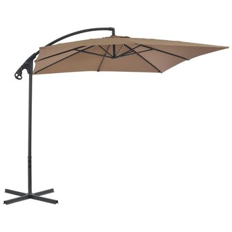 Zweefparasol met stalen paal 250x250 cm taupe 1