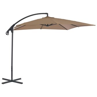 Zweefparasol met stalen paal 250x250 cm taupe 2