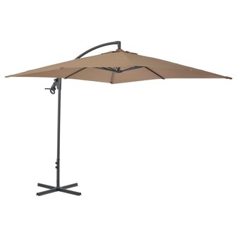 Zweefparasol met stalen paal 250x250 cm taupe 3